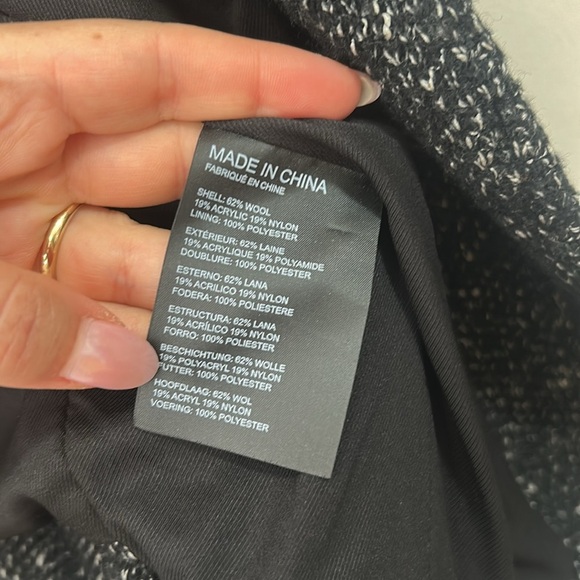 Club Monaco Zina Black Tweed  Belted Moto Jacket wool medium - Picture 4 of 10